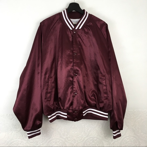 Vintage Taylor burgundy oversized satin bomber varsity jacket xxl unisex - Picture 3 of 11